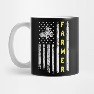 Flag With Tractor Patriotic Farmer Mug